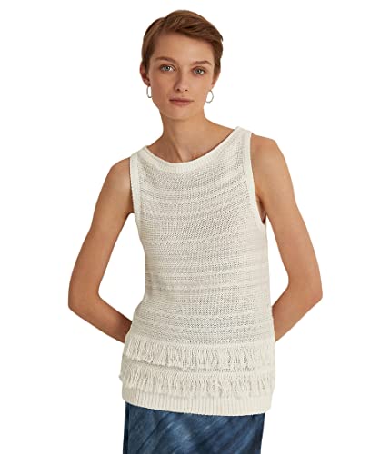 Lauren Ralph Lauren Fringe-Trim Sleeveless Sweater